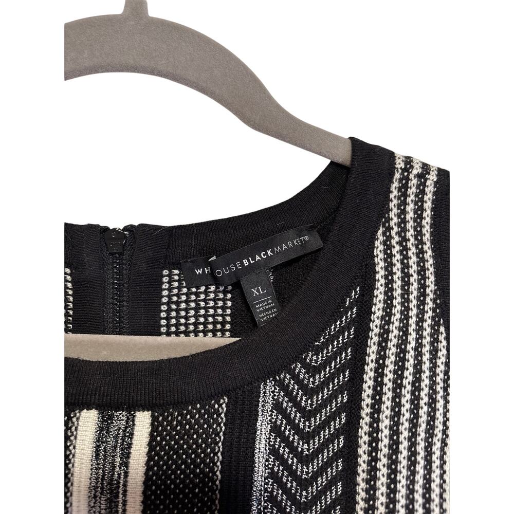 WHBM Women's Sleeveless Knit Top Black White Striped Zip Back XL - Picture 7 of 8